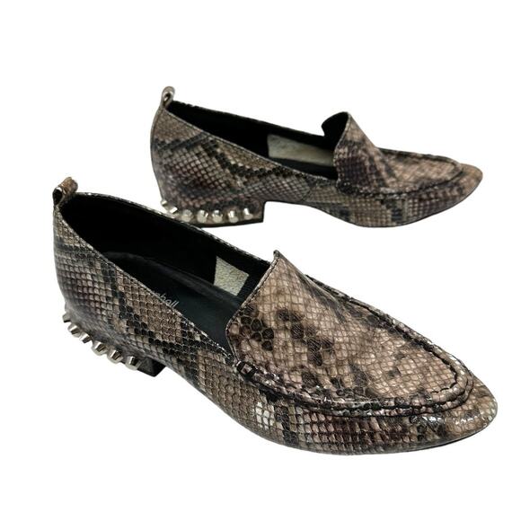 Jeffrey Campbell Barnett Snakeskin Embossed Studded Loafers Size 7 - Picture 5 of 9